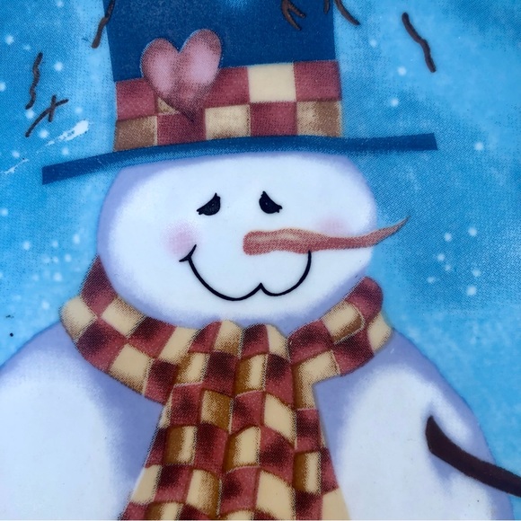 Snowman Decorative Plate 8" Christmas Holiday Red Cardinal Teddy Bear - Picture 5 of 7